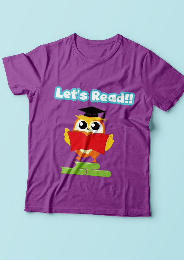 T-shirt設計| Let's Read
這是為貓頭鷹親子教育協會所設計的T-shirt，用卡通風呼籲大家一起來閱讀，配色構圖力求活潑亮麗。