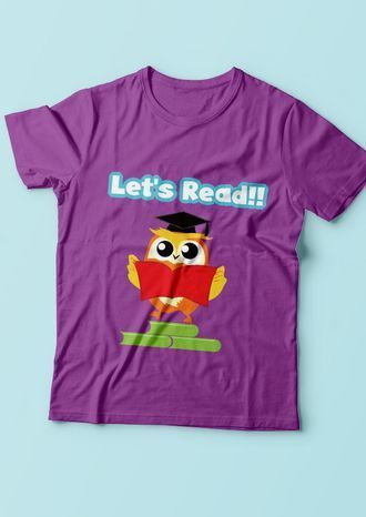 T-Shirt設計 Let's Read。這是為貓頭鷹親子教育協會所設計的T-shirt，用卡通風呼籲大家一起來閱讀...